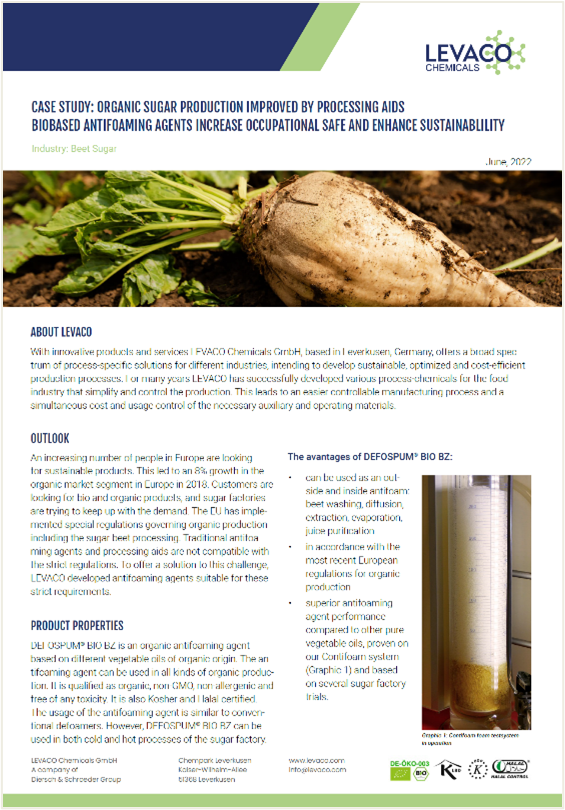 Case Study “Biobased Antifoaming Agent for beet production”